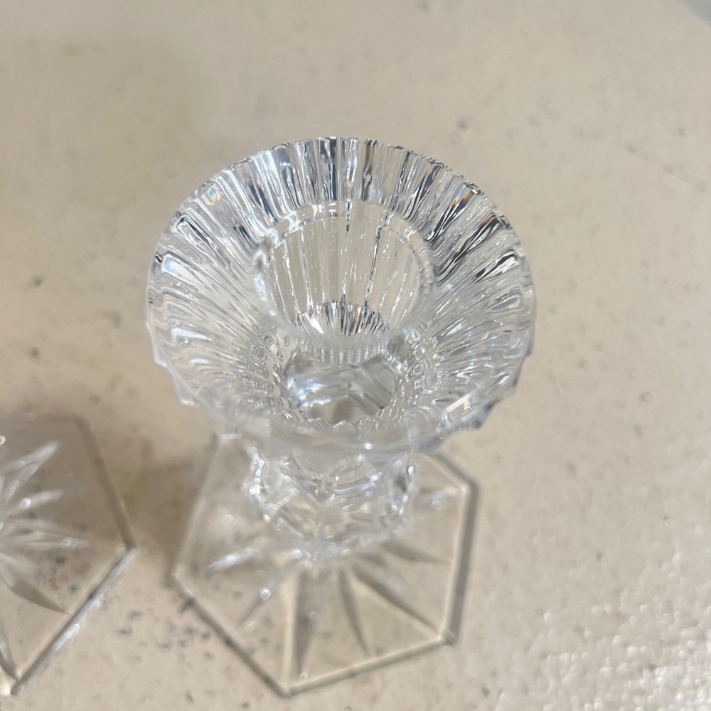 Waterford‎ Crystal Chatham Candlestick Candle Holders Hexagon Base Set - Picture 4 of 12